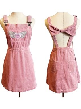 Hot Topic Pink Kawaii Angel Heart Bow Corduroy Skirt Skirtall